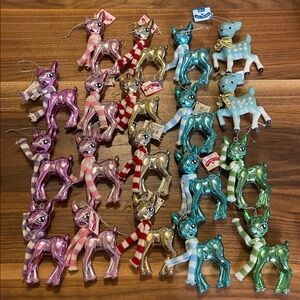 19 Piece Colorful Plastic Retro-Look Reindeer Ornaments Set